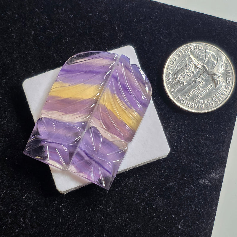 Carved Fluorite Cabochon Pair