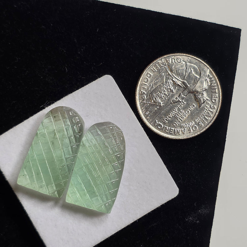 Carved Fluorite Cabochon Pair