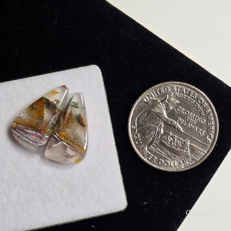 Chrysocolla w/ Native Copper Cabochon Pair