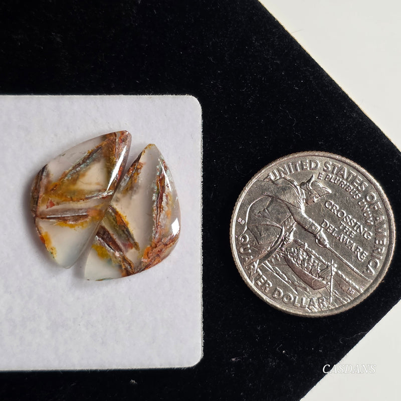 Chrysocolla w/ Native Copper Cabochon Pair