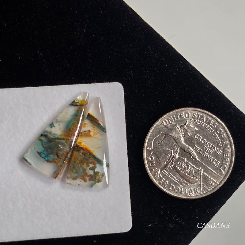 Chrysocolla w/ Native Copper Cabochon Pair