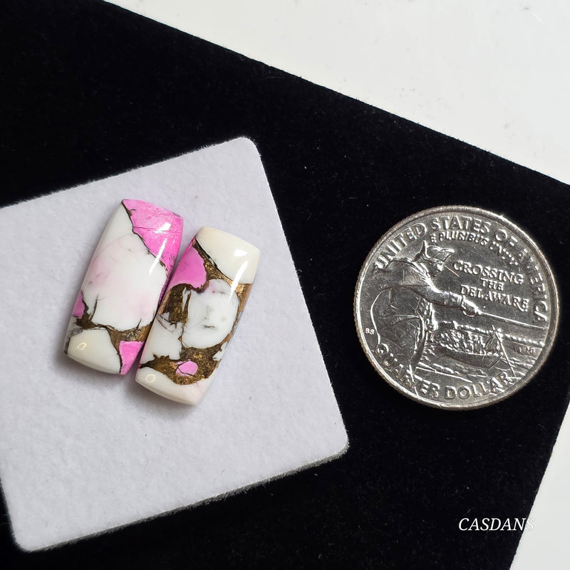 Pink Oasis Composite Cabochon Pair