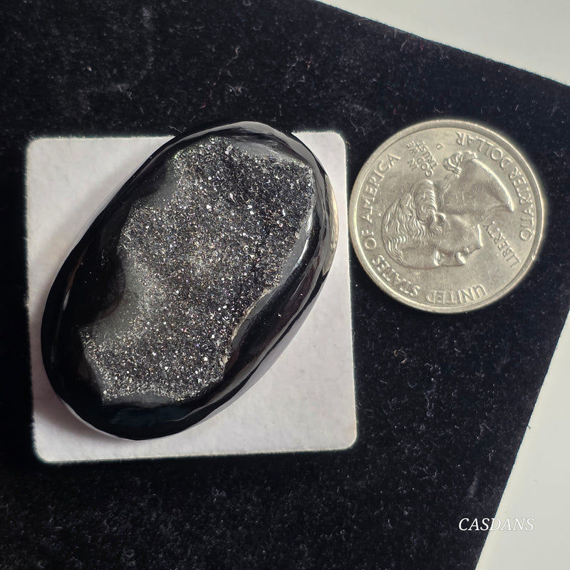 Black Druzy Agate Cabochon