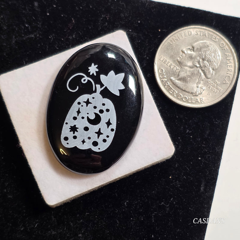 Engraved Onyx Cabochon