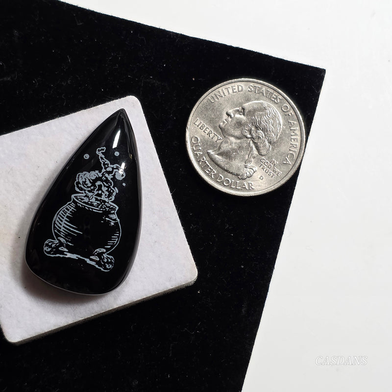 Engraved Onyx Cabochon