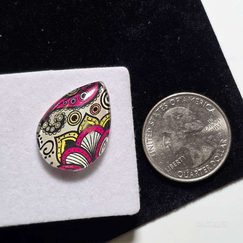 Glass Doublet Cabochon - 18x25mm Pear