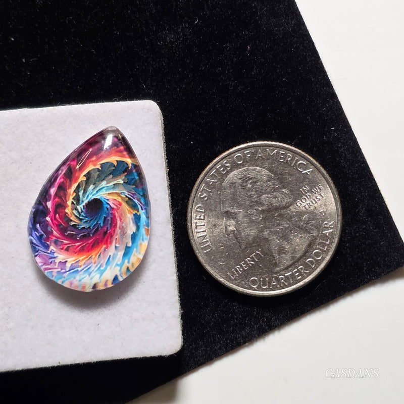 Glass Doublet Cabochon - 18x25mm Pear