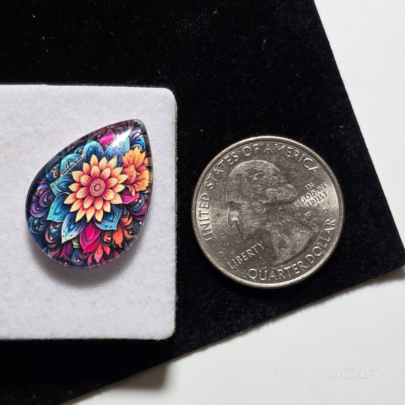 Glass Doublet Cabochon - 18x25mm Pear