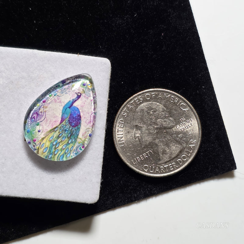 Glass Doublet Cabochon - 18x25mm Pear