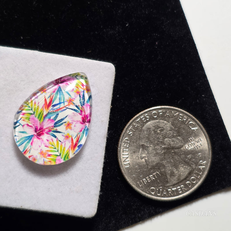 Glass Doublet Cabochon - 18x25mm Pear