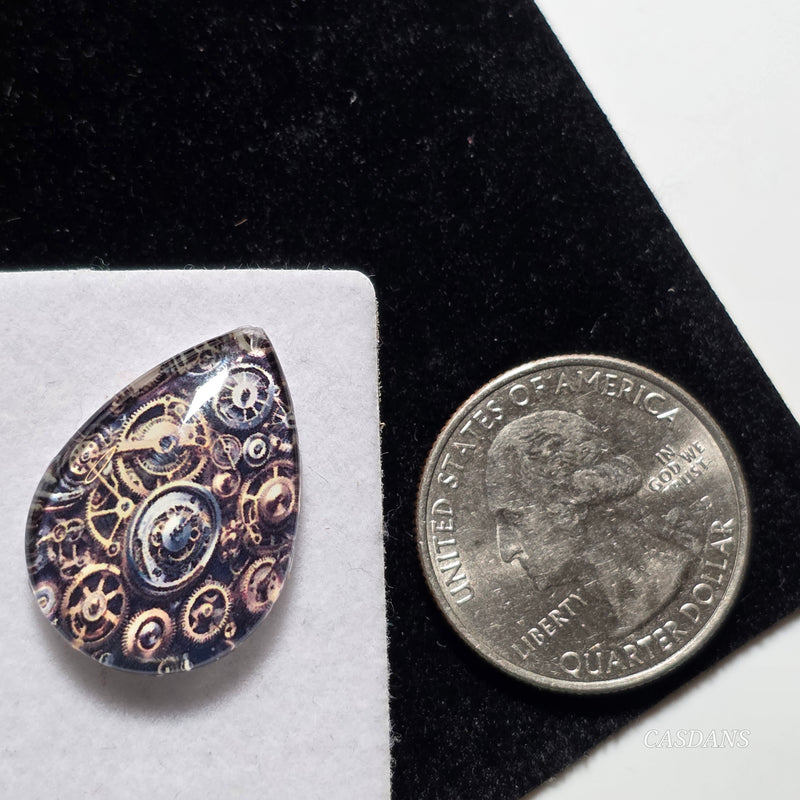 Glass Doublet Cabochon - 18x25mm Pear