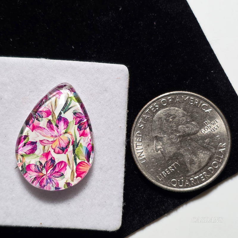 Glass Doublet Cabochon - 18x25mm Pear