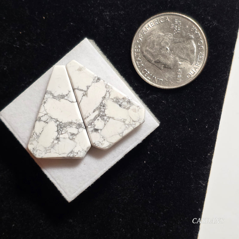 Howlite Cabochon Pair