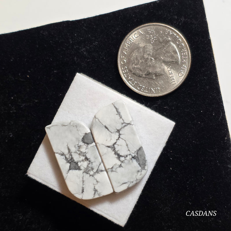 Howlite Cabochon Pair