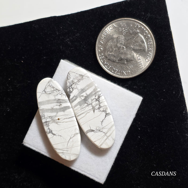 Howlite Cabochon Pair