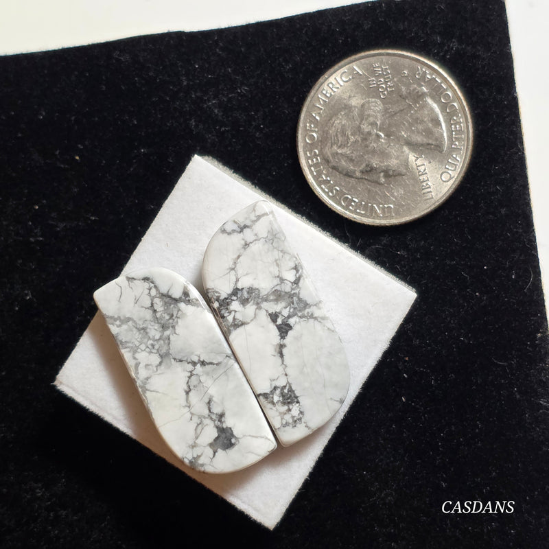 Howlite Cabochon Pair