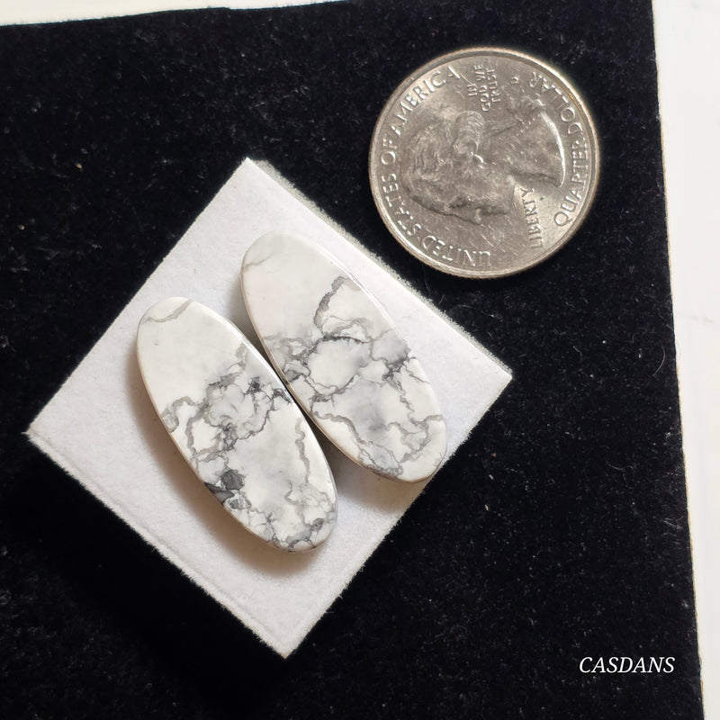 Howlite Cabochon Pair