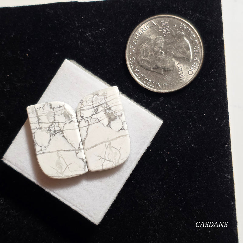 Howlite Cabochon Pair