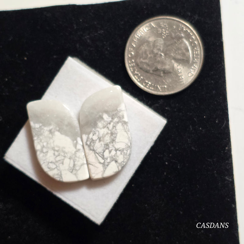 Howlite Cabochon Pair
