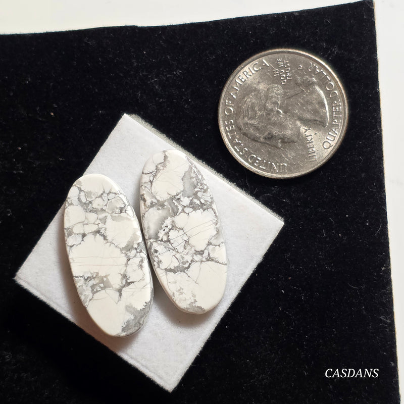 Howlite Cabochon Pair