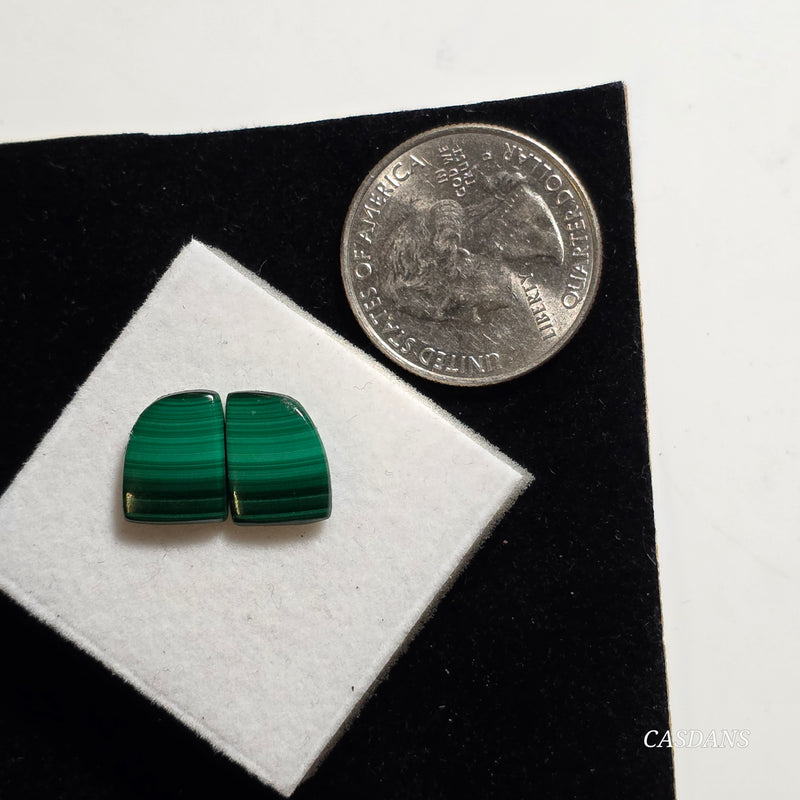 Malachite Cabochon Pair