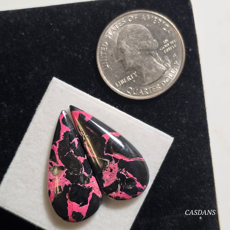 Midnight Magenta Composite Cabochon Pair