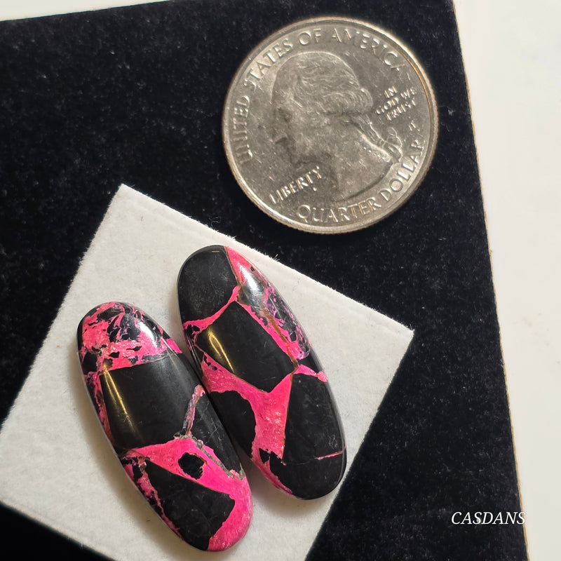 Midnight Magenta Composite Cabochon Pair