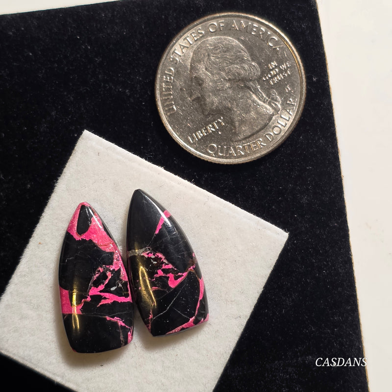 Midnight Magenta Composite Cabochon Pair