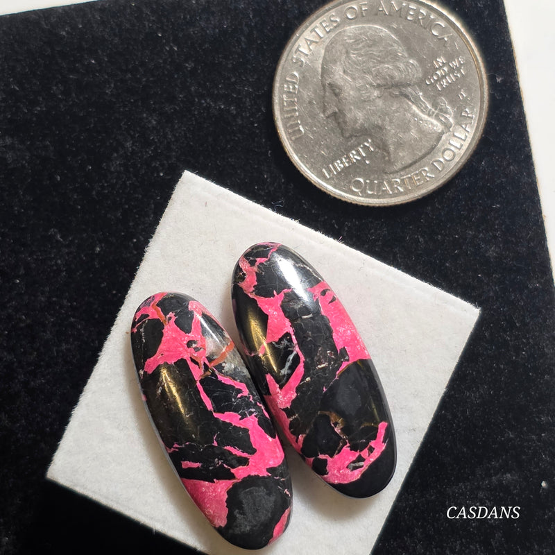Midnight Magenta Composite Cabochon Pair