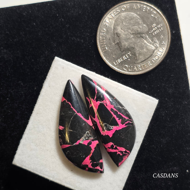 Midnight Magenta Composite Cabochon Pair