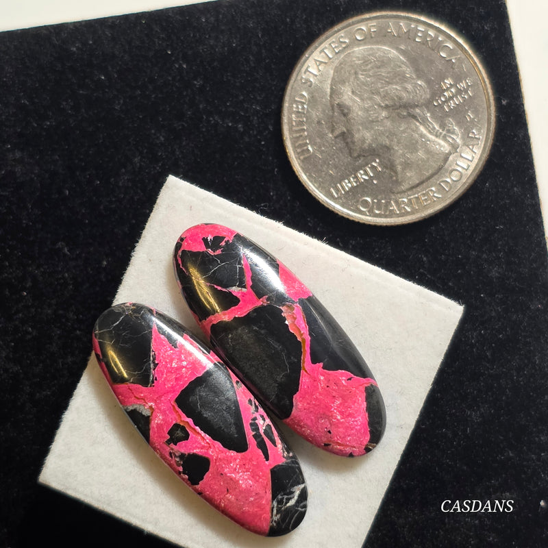 Midnight Magenta Composite Cabochon Pair