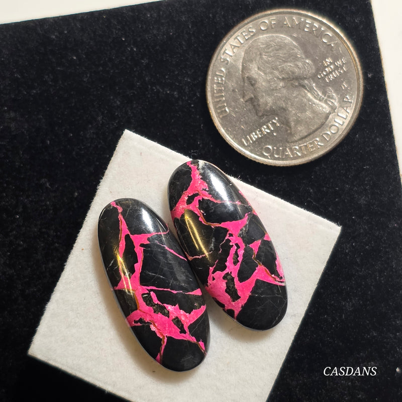 Midnight Magenta Composite Cabochon Pair