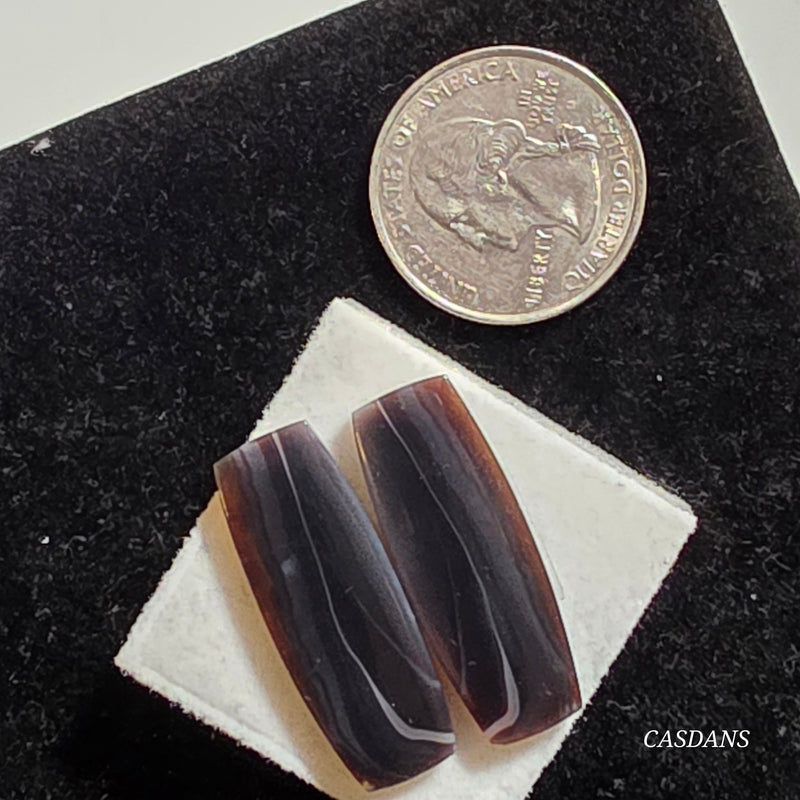 Banded Agate Cabochon Pair