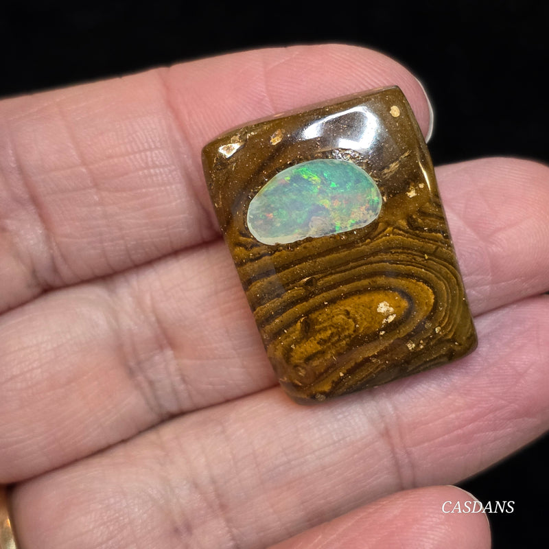 Boulder w/ Ethiopian Opal Inlay Cabochon