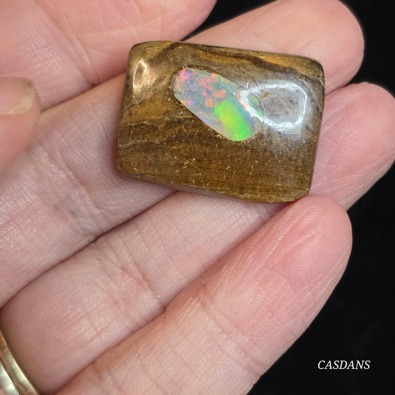 Boulder w/ Ethiopian Opal Inlay Cabochon