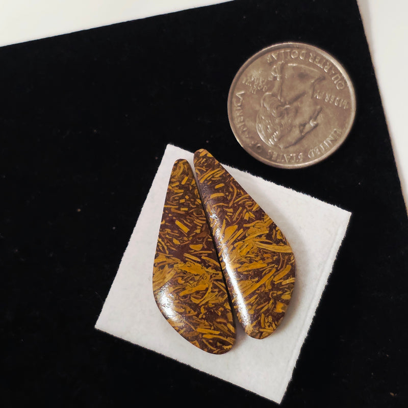 Miriam Stone / Calligraphy Stone Cabochon Pair
