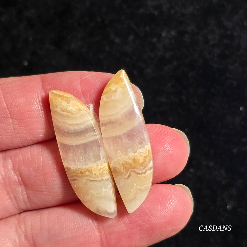 Crazy Lace Agate Cabochon Pair