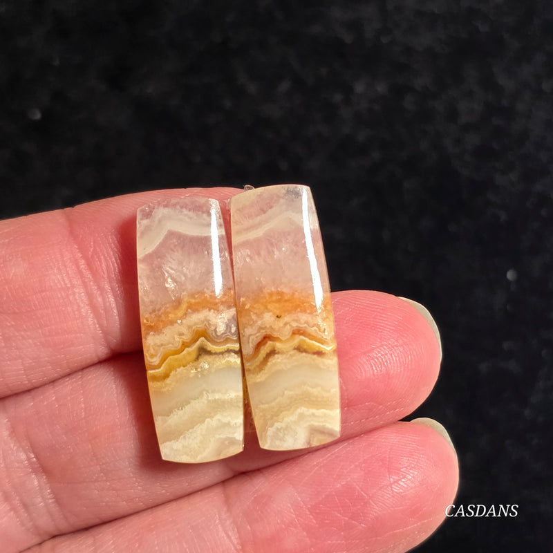 Crazy Lace Agate Cabochon Pair
