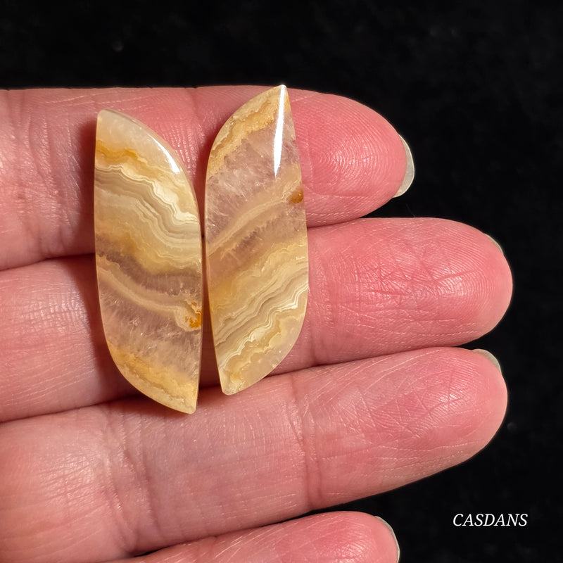 Crazy Lace Agate Cabochon Pair