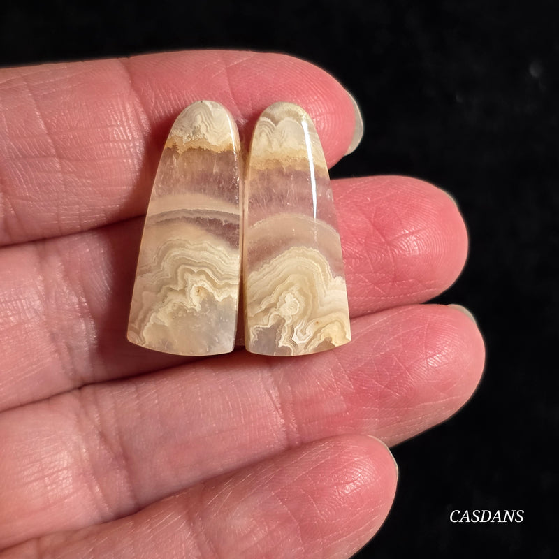 Crazy Lace Agate Cabochon Pair