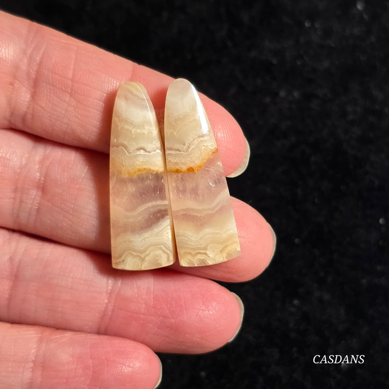 Crazy Lace Agate Cabochon Pair