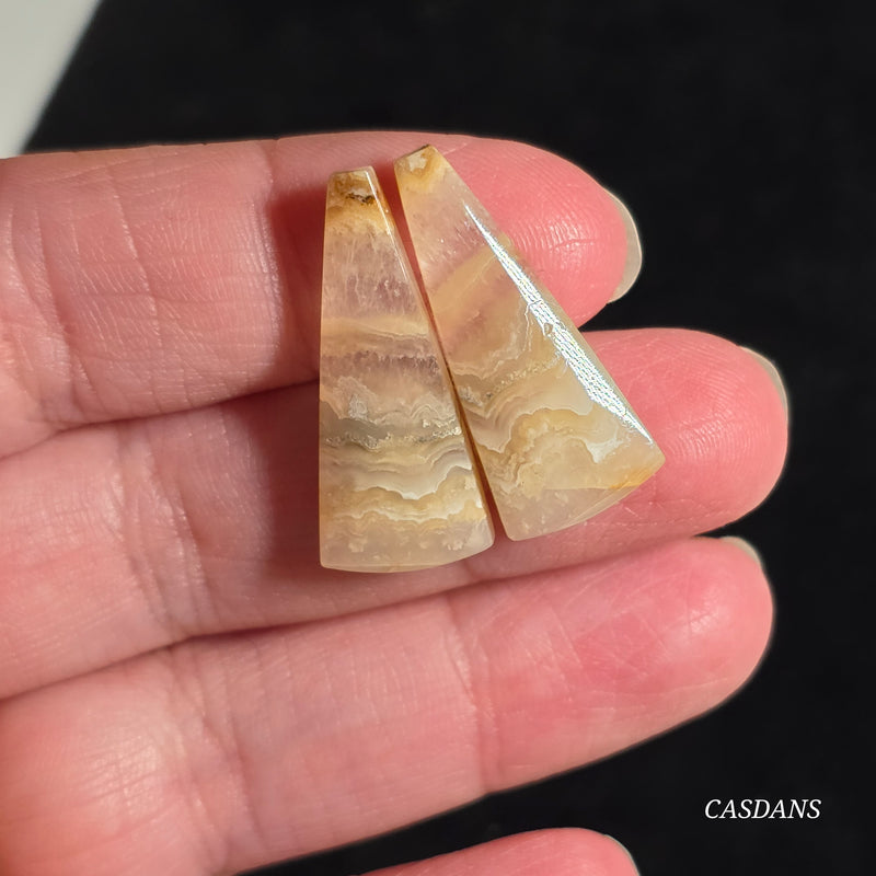 Crazy Lace Agate Cabochon Pair