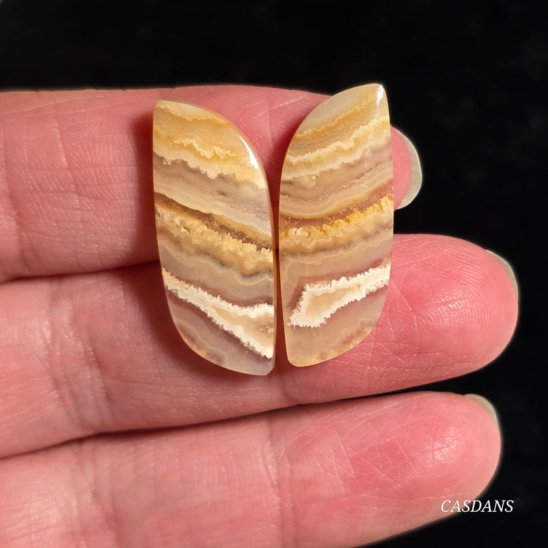Crazy Lace Agate Cabochon Pair