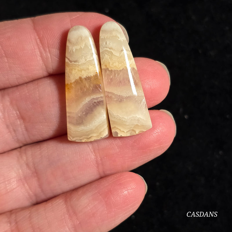 Crazy Lace Agate Cabochon Pair