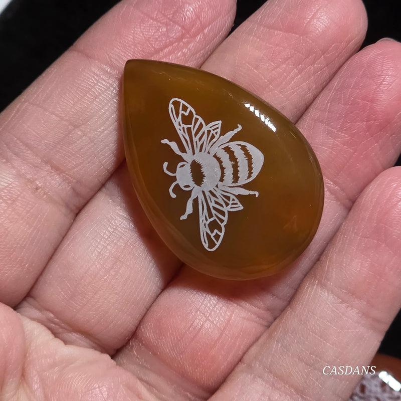 Engraved Onyx Cabochon