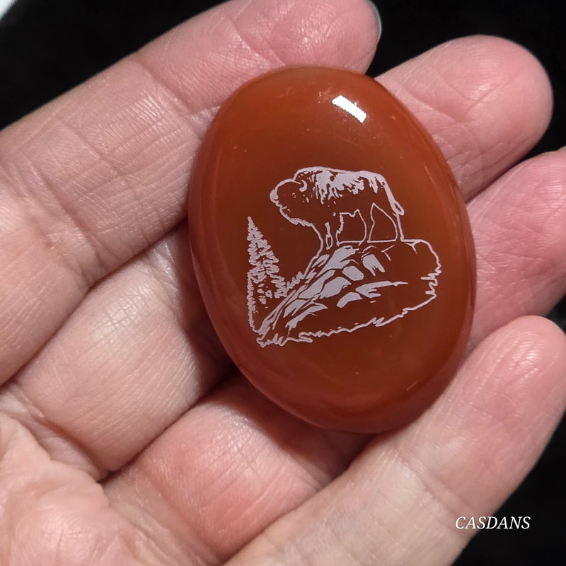 Engraved Onyx Cabochon