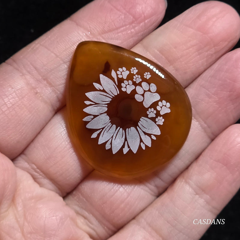 Engraved Onyx Cabochon