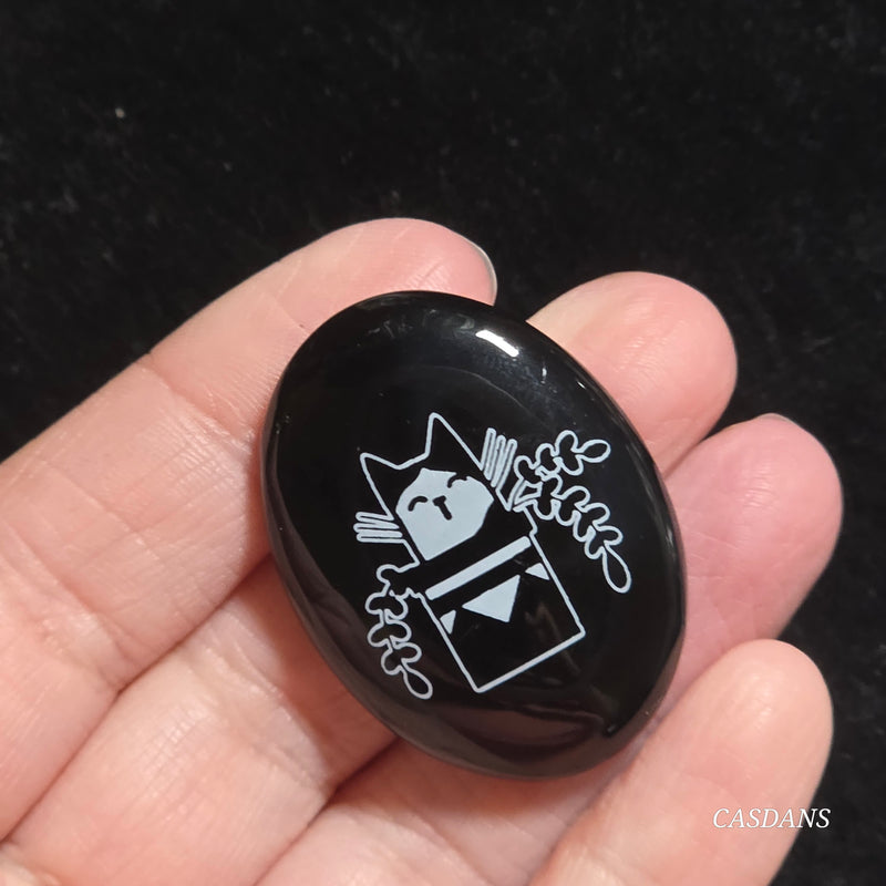 Engraved Onyx Cabochon
