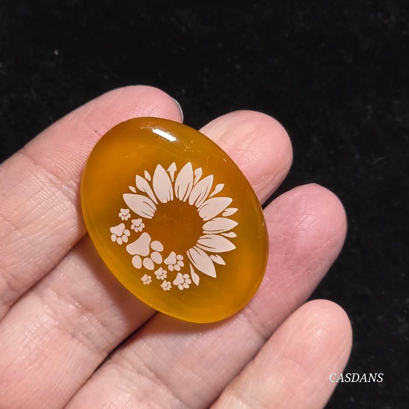 Engraved Onyx Cabochon