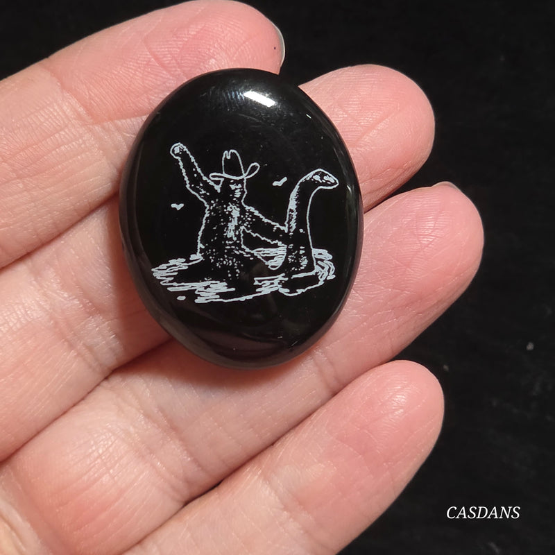 Engraved Onyx Cabochon